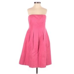 Ann Taylor Pink Strapless Pleated Fitted Knee Length Dress, Sz 4P (Petite)